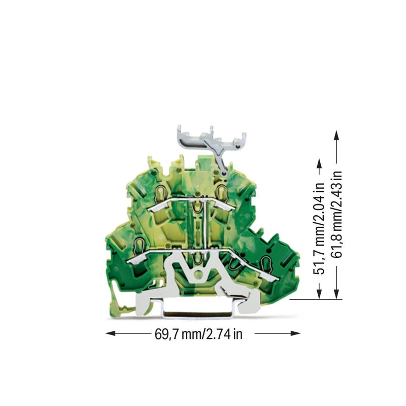 WAGO - Schutzleiter-Reihenklemme Doppelstockklemme 2002-2237 4-Leiter
