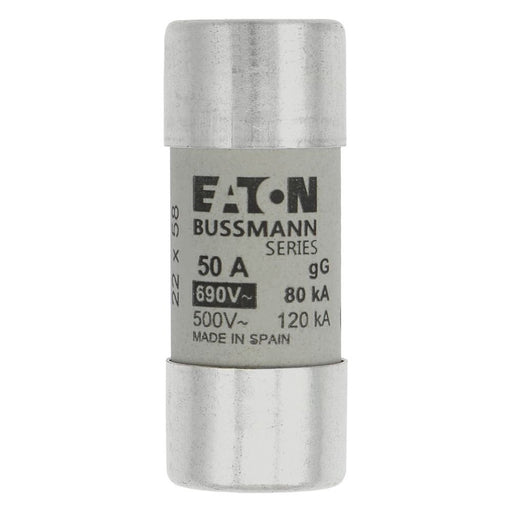 Eaton - Zylindrische Sicherung Sicherungseinsatz Nieders. CYLINDRICA#C22G50 50A AC 690V 80kA − 10 Stück