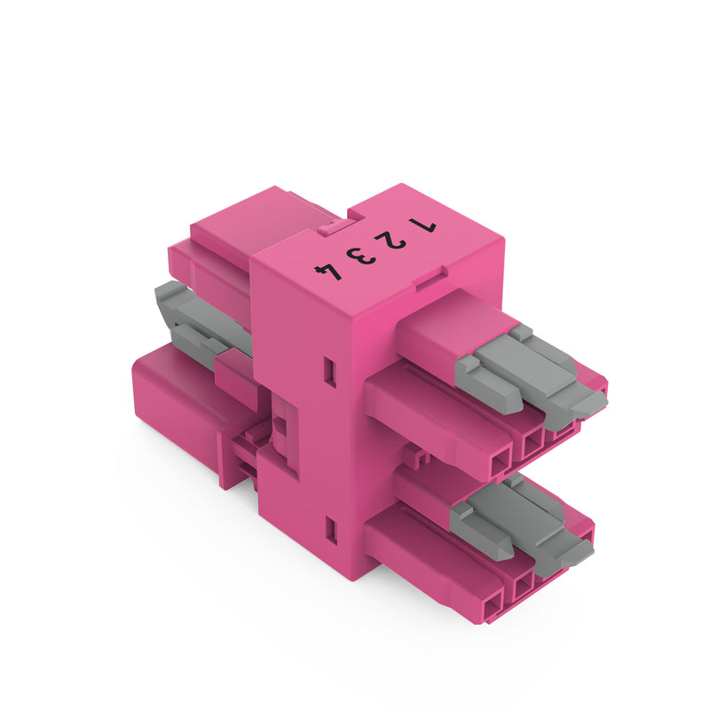 WAGO - Kompaktverteiler für steckbare Gebäudeinstallation 3-fach-Verteiler 4-polig 890-1736 Kod. B,pink − 50 Stück