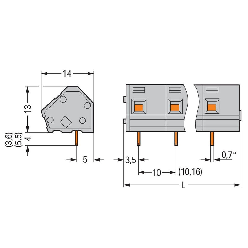 WAGO - Leiterplattenklemme 236-324 2,5mm² − 5 Stück