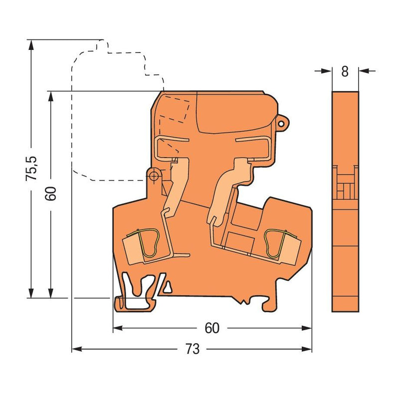 WAGO - Sicherungs-Reihenklemme Sicherungsklemme 281-616 0,08-4mmq orange − 50 Stück