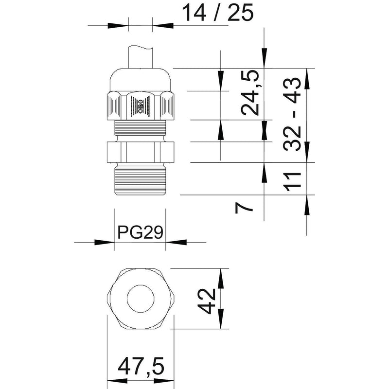 OBO Bettermann - Kabelverschraubung Verschraubung V-TEC PG29 SGR