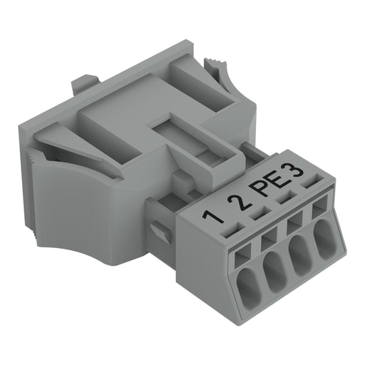 WAGO - Geräteanschluss für steckbare Gebäudeinstallation Snap-In-Stecker 890-754/062-000 4-polig,Kod. B,grau − 50 Stück
