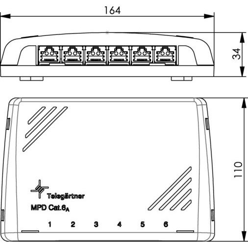 Telegärtner - Patchpanel Kupfer Mini-Verteiler ungeschirmt 100006990 MPD6-H K Cat.6