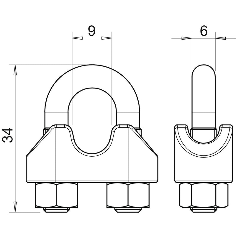 OBO Bettermann - Spanndrahtschelle Drahtseilklemme 947 8 A4 8mm − 10 Stück