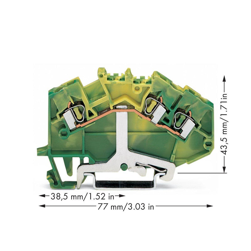 WAGO - Schutzleiter-Reihenklemme Schutzleiterklemme 780-637 0,08-2,5mmq gn/gelb − 50 Stück