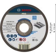 Bosch - Trenn-/Schleifscheibe PRO Metal Trennscheibe, 2608600214 115 x 1.6 x 22.23 mm