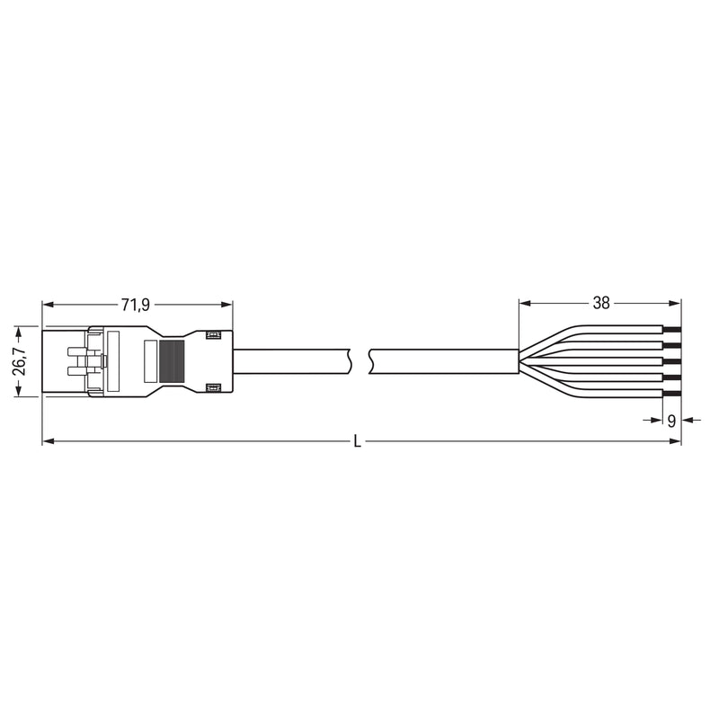 WAGO - Konfektionierte Leitung für steckbare Gebäudeinstallation konfekt. Anschlussleitung 891-8995/206-407 Eca,Stecker