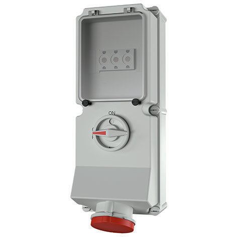 Mennekes - CEE-Steckdose abschaltbar, abgesichert (IEC 60309) Wanddose DUO 6066A 63A,5p,6h,400V,IP44
