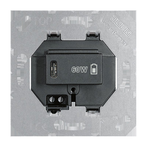 Jung - USB-Spannungsversorgung USB-Ladegerät PD USB PD60 C SW 1xTyp C, schwarz