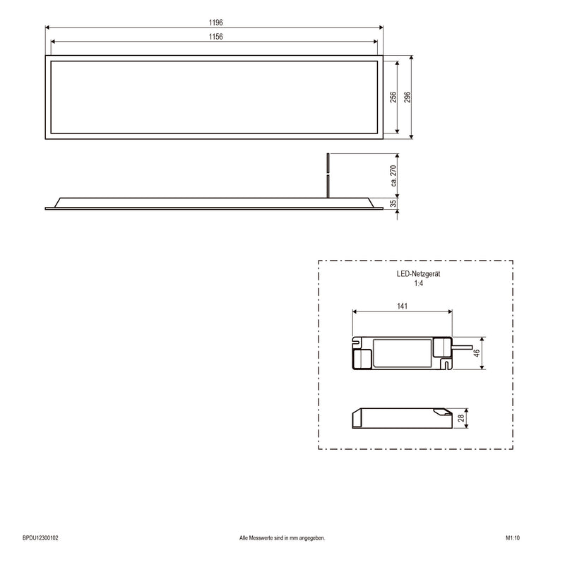 EVN Lichttechnik - Decken-/Wandleuchte LED-Einbaupanel BPDU12300102