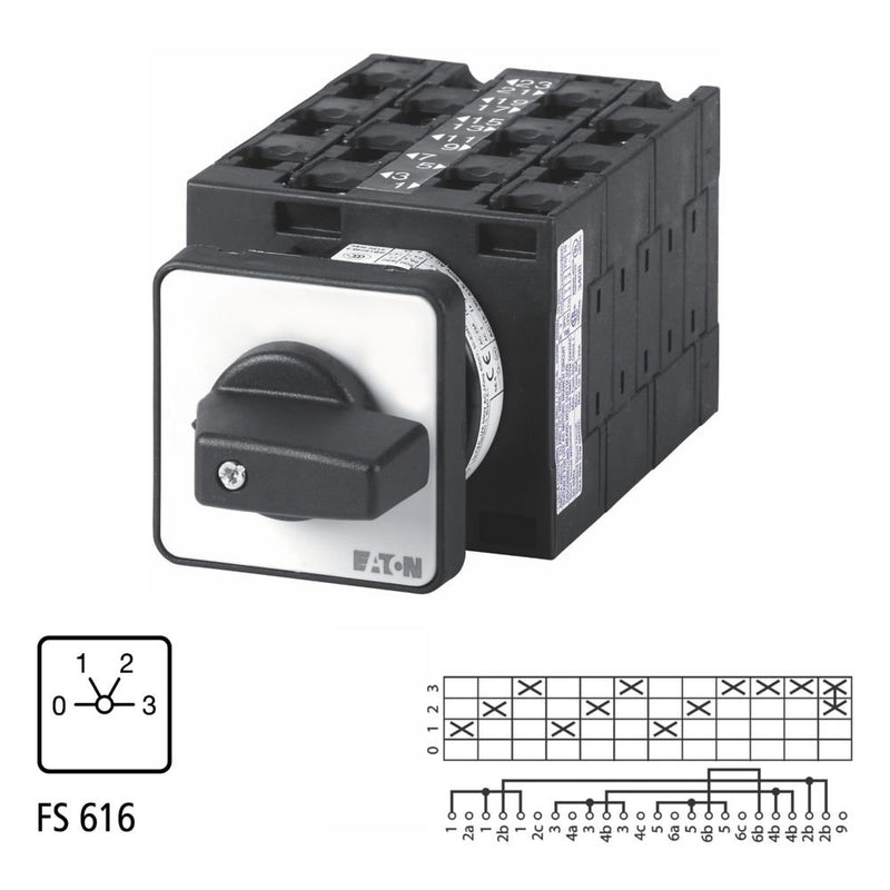 Eaton - Lastschalter Polumschalter T3 32A T3-6-154/E Aufbau rastend