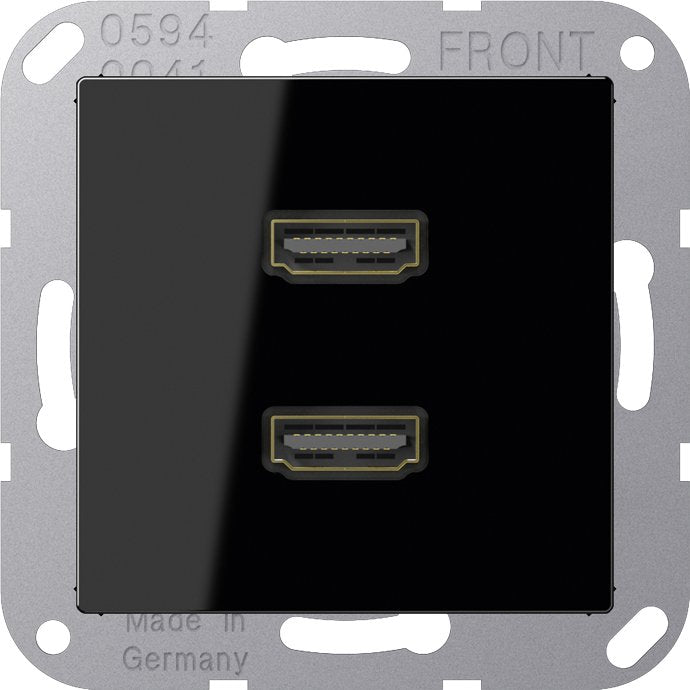 Jung - Multifunktions-Anschlussdose Multimedia-Anschluss sw MA A 1133 SW 2 x HDMI m.Tragring