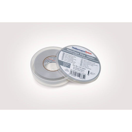 HellermannTyton - Klebeband Premium PVC-Isolierband FLEX1000+19x20 GY 19mmx20m, grau