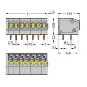 WAGO - Leiterplattenklemme 805-120 Drücker,1,5mm²,grau − 15 Stück