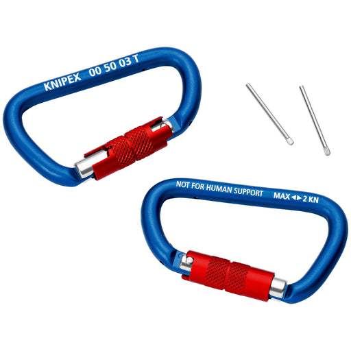Knipex - Karabinerhaken Werkzeug-Sicherungssystem 00 50 03 T BK 2 Stück, Gewicht 28g