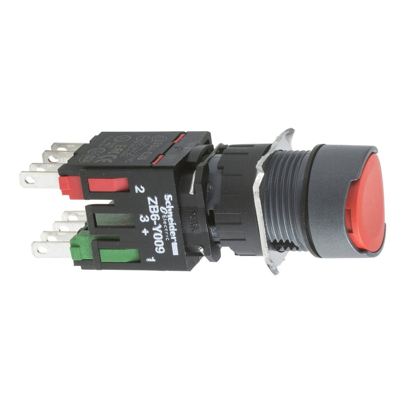 Schneider Electric - Drucktaster, Komplettgerät Drucktaster, rot XB6AA45B o. Rastung, 1S+1Ö