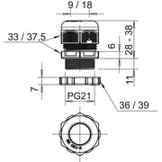 OBO Bettermann - Kabelverschraubung Verschraubung V-TEC PG21+ LGR mit Gegenmutter − 25 Stück