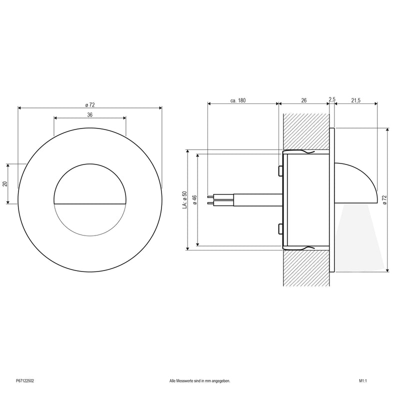 EVN Lichttechnik - Decken-/Wandleuchte P-LED Wandeinbauleuchte P67122502 eds IP65 12VDC 2,5W WW