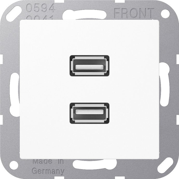 Jung - Multifunktions-Anschlussdose Multimedia-Anschluss aws MA A 1153 WW 2 x USB m.Tragring