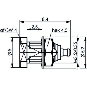 Telegärtner - Koax-Steckverbinder MMCX-Einbaubuchse Au 100025110 50Ohm − 5 Stück