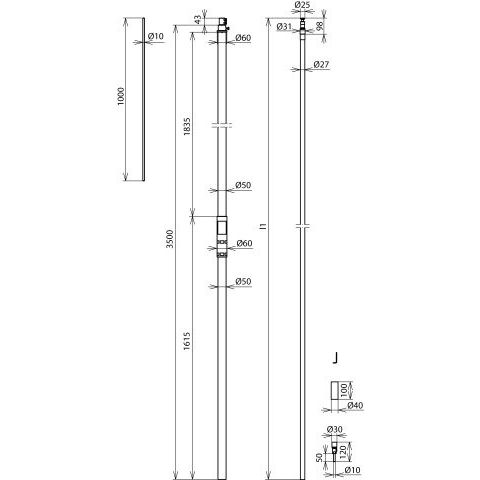 DEHN - Fangeinrichtung für Blitzschutz Fangeinrichtung m. Leitung HVI PO 27 L6 #819430 MSR3500FSP1000GFKV2A
