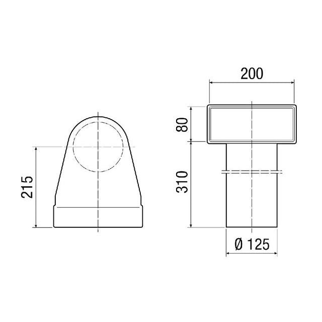 Maico - Zubehör/Ersatzteile für Ventilatoren Winkel MF-WL125 80/200 90, DN 125