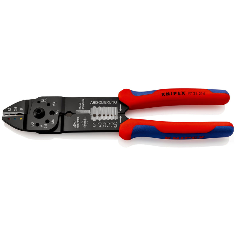 Knipex - Presswerkzeug Kabelschuhe/Verbinder, Aderendhülsen, Schirmanschluss Crimpzange 97 21 215 SB 230mm