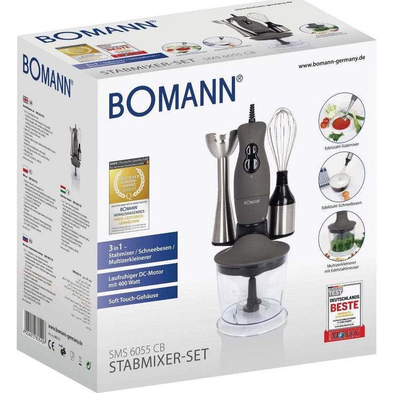 Bomann DA - Rühr-/Mixgerät Stabmixer-Set +Chopper SMS 6055 CB inox 3in1 − 6 Stück
