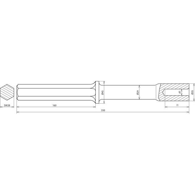 DEHN - Einschlaghilfe für Stab-/Tiefenerder Hammereinsatz HETE25SW28VHACSTBLAN f. TE D 25mm L 350mm