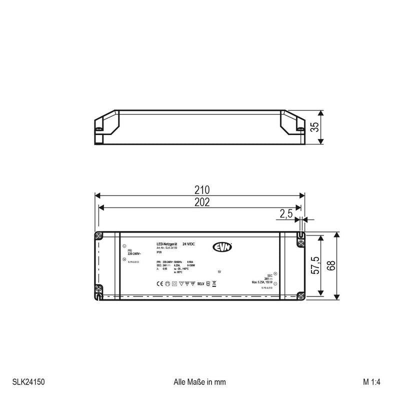 EVN Lichttechnik - LED-Betriebsgerät LED-Netzgerät SLK24150 24VDC 0,1-150W,IP20