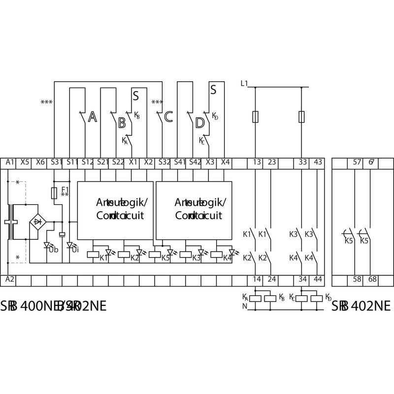 Schmersal - Gerät zur Überwachung von sicherheitsgerichteten Stromkreisen Signalauswertung SRB402NE 230V