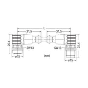 WAGO - Konfektioniertes Sensor-Aktor-Kabel Sensor-/Aktorleitung M12A 756-5404/030-010 Bu., w.,M12A-St.,w