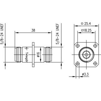 Telegärtner - Koax-Kupplung N-Verbindungsstück 50 Ohm 100024110 m.Flan.(F-F)UG 129/U