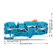 WAGO - Trenn- und Messtrenn-Reihenklemme 2-Leiter-Trennklemme 2006-1674 Prüfmöglichkeit,blau − 25 Stück