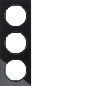 Berker - Abdeckrahmen Rahmen Glas/sw 10132216 3fach