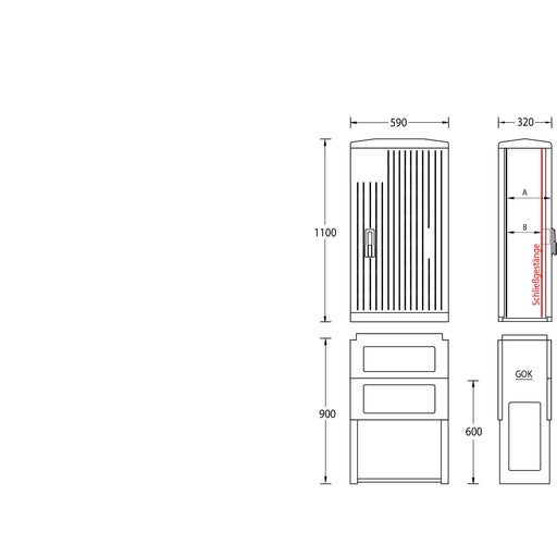 uesa - Gehäuse/Schaltschrank (leer) Normschrank IP44 A070-1100 1100x590x320mm