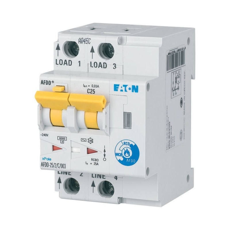 Eaton - Kombination FI-Schalter/Leitungsschutzschalter mit Zusatzeinrichtung Brandschutzschalter AFDD-25/2/C/003-A C, 25 A, Typ A