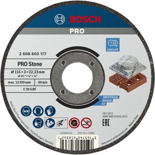 Bosch - Trenn-/Schleifscheibe PRO Stone Trennscheibe, 2608603177 115 x 3 x 22,23 mm