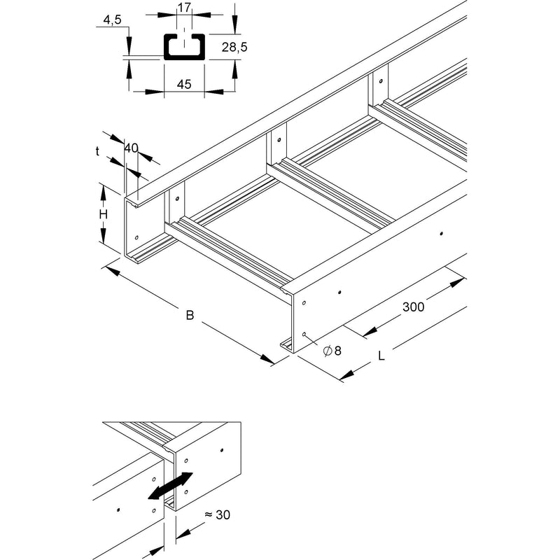 Niedax - Kabelleiter GFK-Kabelleiter ULV 150.600/3 150x600x3000mm − 3 Meter