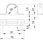 OBO Bettermann - Befestigungsschelle für Kabel/Rohre Befestigungsschelle 605 40 ALU − 50 Stück