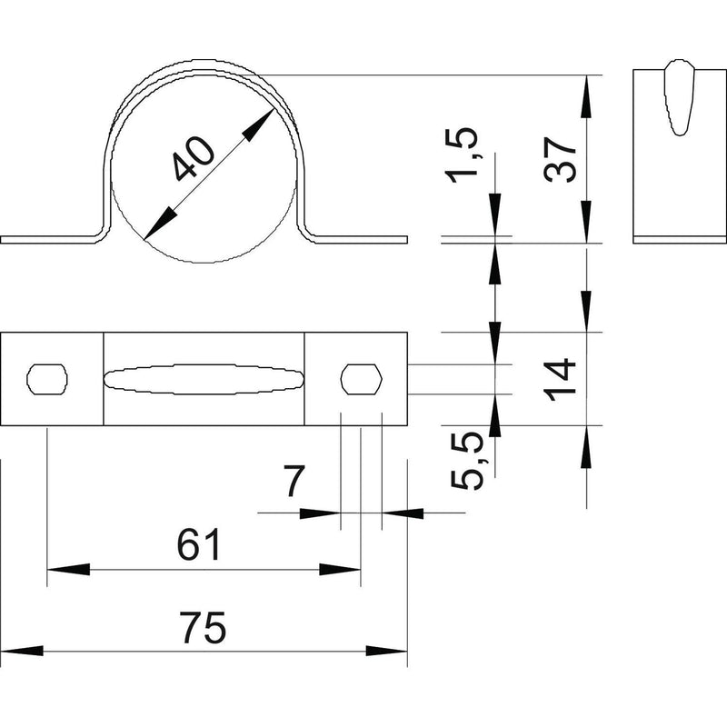 OBO Bettermann - Befestigungsschelle für Kabel/Rohre Befestigungsschelle 605 40 ALU − 50 Stück