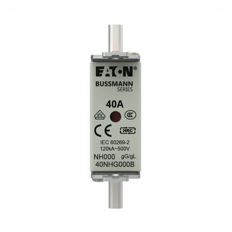 Eaton - Messersicherung Sicherungseinsatz Nieders. NH FUSE 40#40NHG000B 40A AC 500V 120kA − 3 Stück