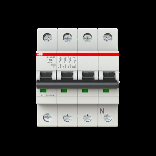 ABB Stotz S&J - Leitungsschutzschalter Sicherungsautomat S203-C10NA 6kA 10A C 3p+N (4p)