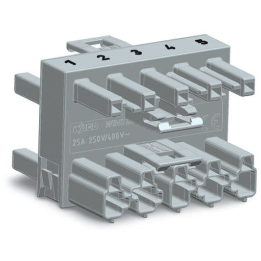 WAGO - Kompaktverteiler für steckbare Gebäudeinstallation 3-fach-Verteiler 5-polig 770-1744 Kod. B,grau − 25 Stück