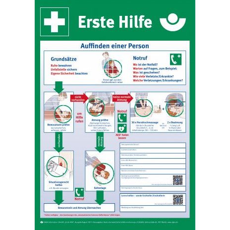 Cimco Werkzeuge - Warn-/Hinweisschild Notfall-Aushang 1.Hilfe 182750 Gr. 410x590x1