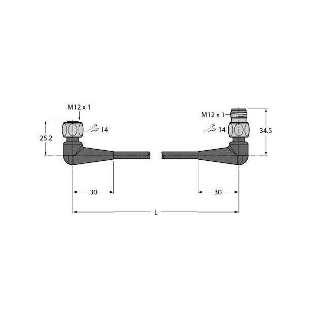 Turck - Konfektioniertes Sensor-Aktor-Kabel Food Beverage hygienic WKH4.4-20-WSH4.4/TFG PEVerbindungsleitung