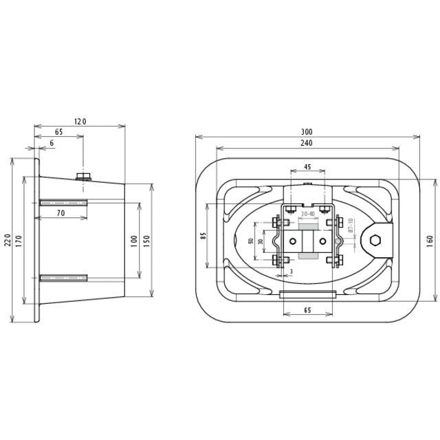 DEHN - Zubehör/Ersatzteile für Erdung und Blitzschutz Trennstellenkasten UFTSK710FL40 #549001 230x150x120 m.Trenn.