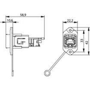 Telegärtner - Kommunikationsanschlussdose Kupfer Industrie STX V14 RJ45 Norm-Flansch 100007423 RJ45Modul A Cat.6A M