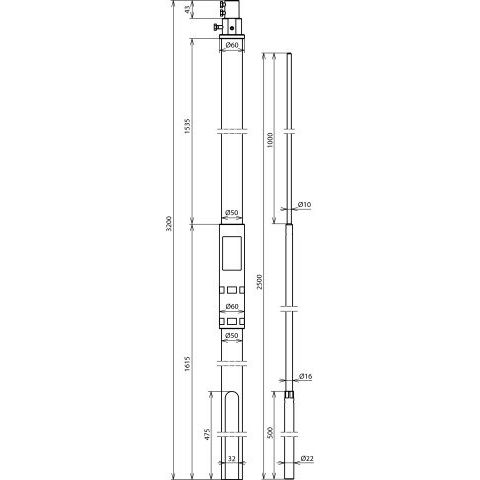 DEHN - Zubehör/Ersatzteile für Erdung und Blitzschutz Stützrohr SRD503200FS #105337 D 50mm L 3200mm